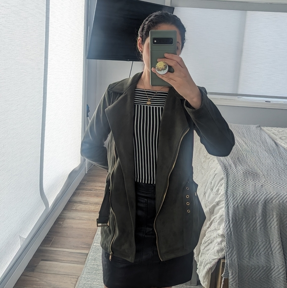 Free Generation Los Angeles Olive Green Suede Jacket - Picture 4 of 7